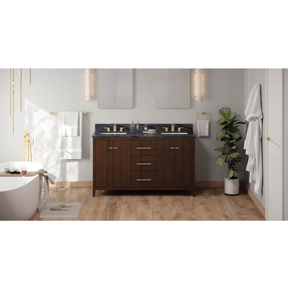 Jeffrey Alexander - Katara 60'' Double Bathroom Vanity Set - Dark Walnut