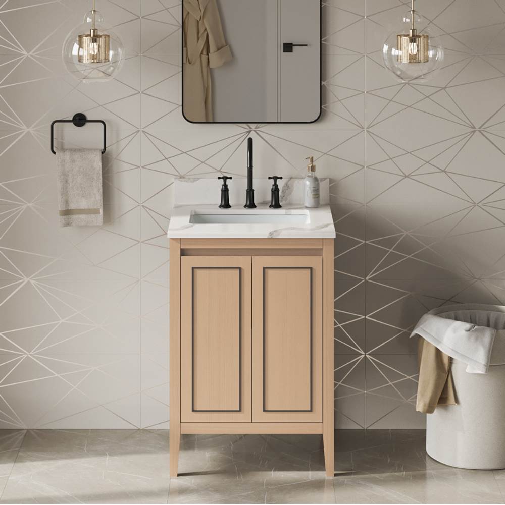24'' Black Percival Vanity, Calacatta Vienna Quartz Vanity Top, Undermount Rectangle Bowl