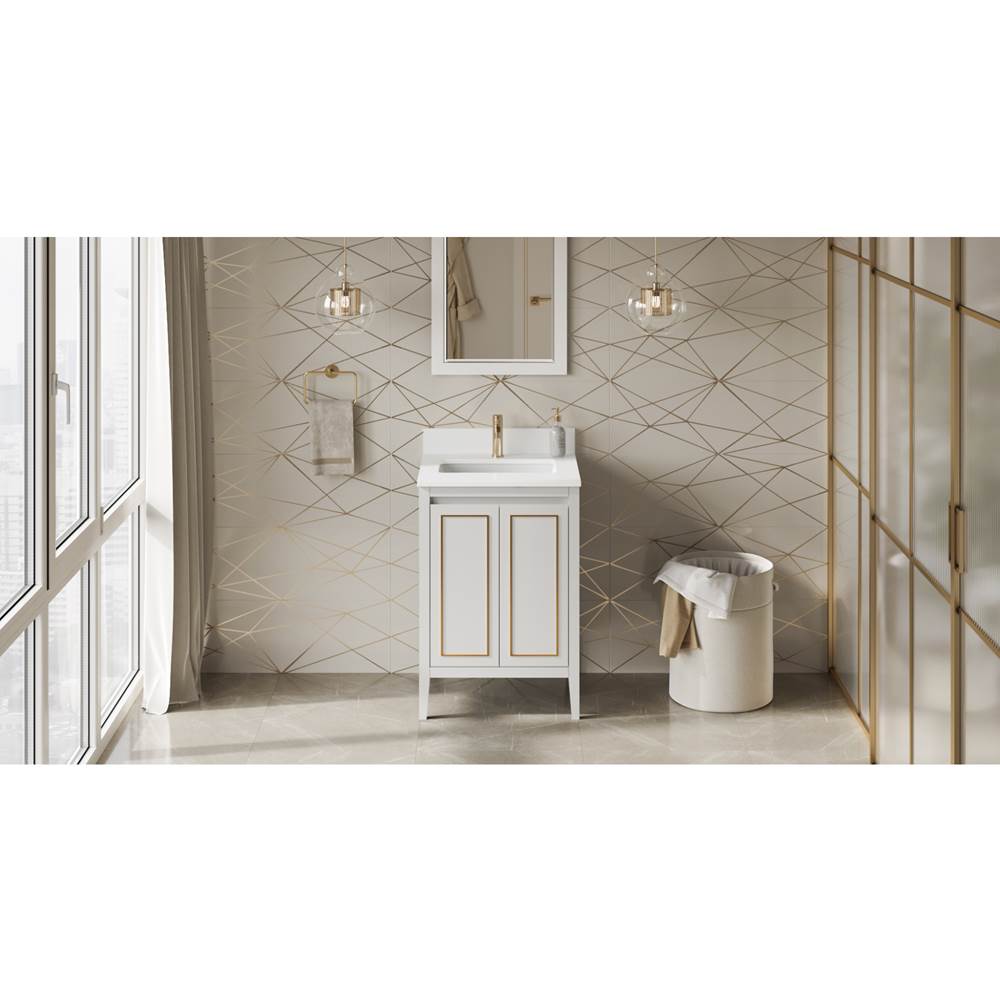 Jeffrey Alexander - 24'' White Percival Vanity, White Quartz Vanity Top, Undermount Rectangle Bowl - White