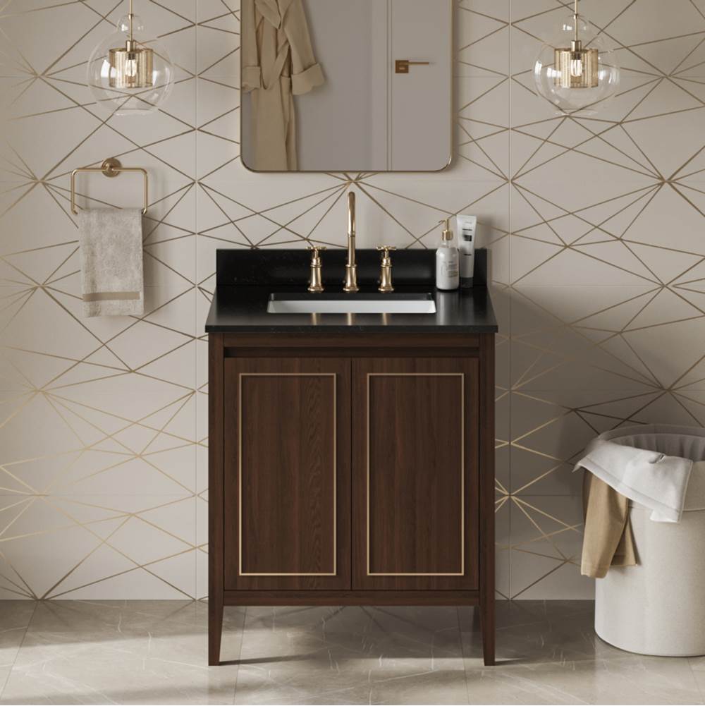 30'' Black Percival Vanity, Black Granite Vanity Top, Undermount Rectangle Bowl