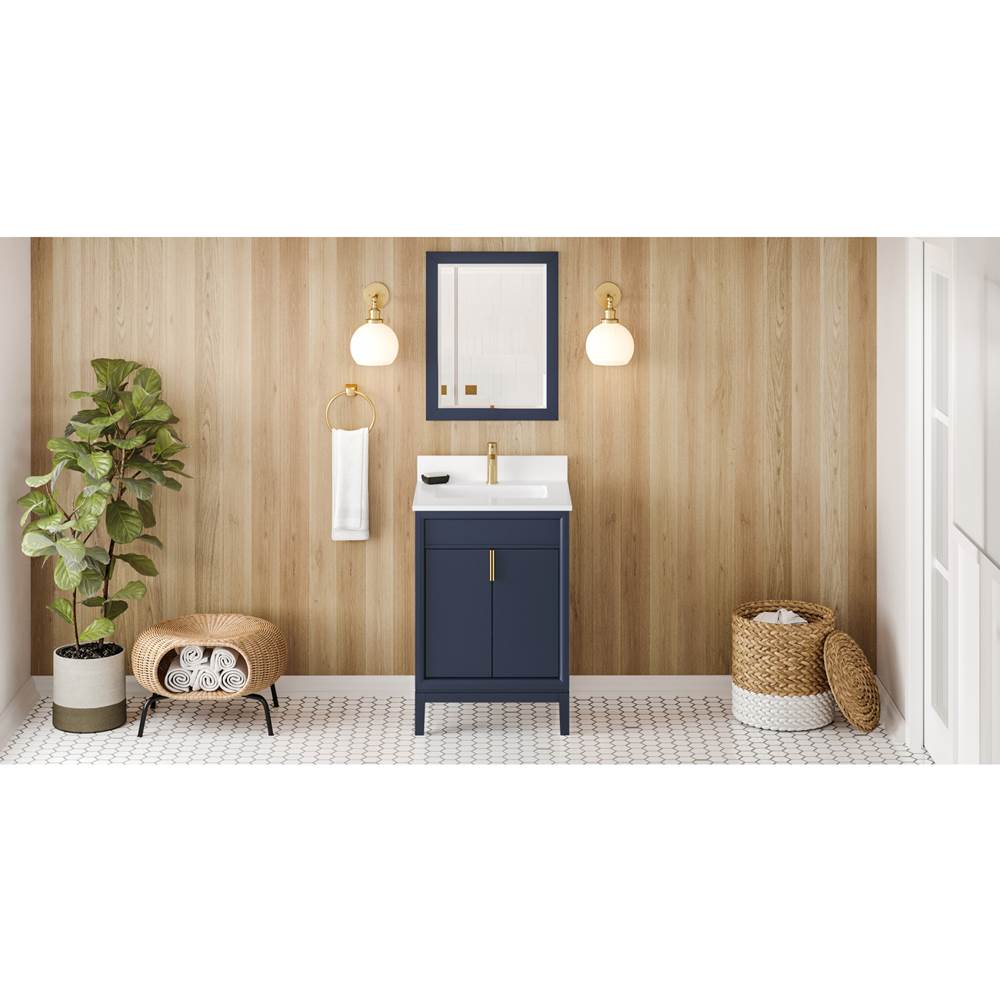 Jeffrey Alexander - 24'' Hale Blue Theodora Vanity, White Quartz Vanity Top, Undermount Rectangle Bowl - Hale Blue