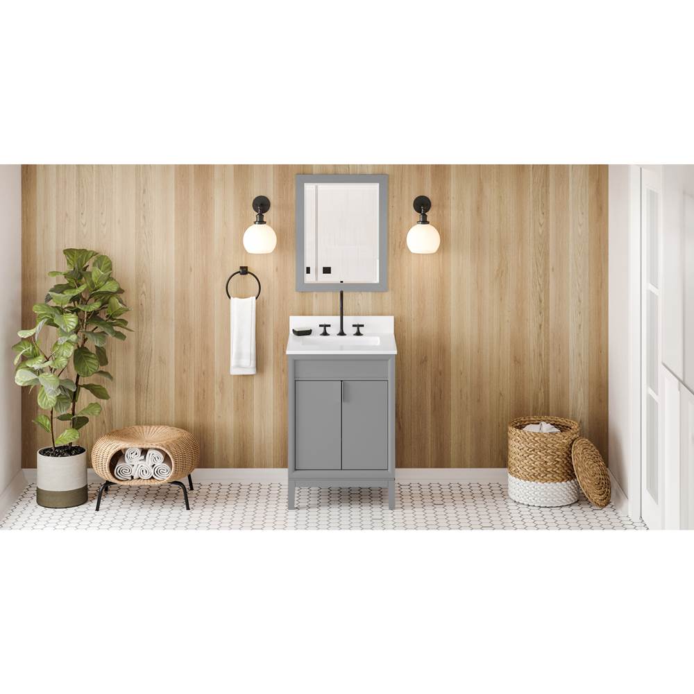 Jeffrey Alexander - 24'' Grey Theodora Vanity, White Quartz Vanity Top, Undermount Rectangle Bowl - Grey