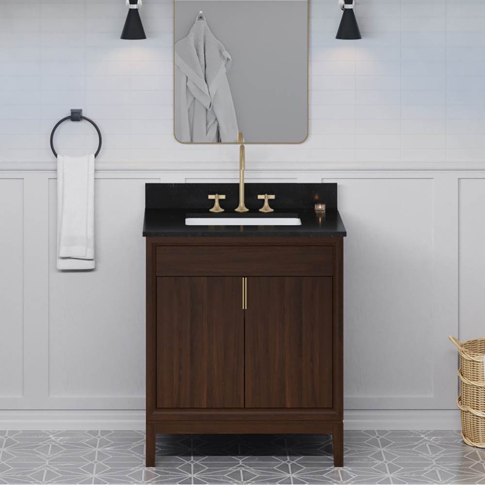 30'' Black Theodora Vanity, Black Granite Vanity Top, Undermount Rectangle Bowl