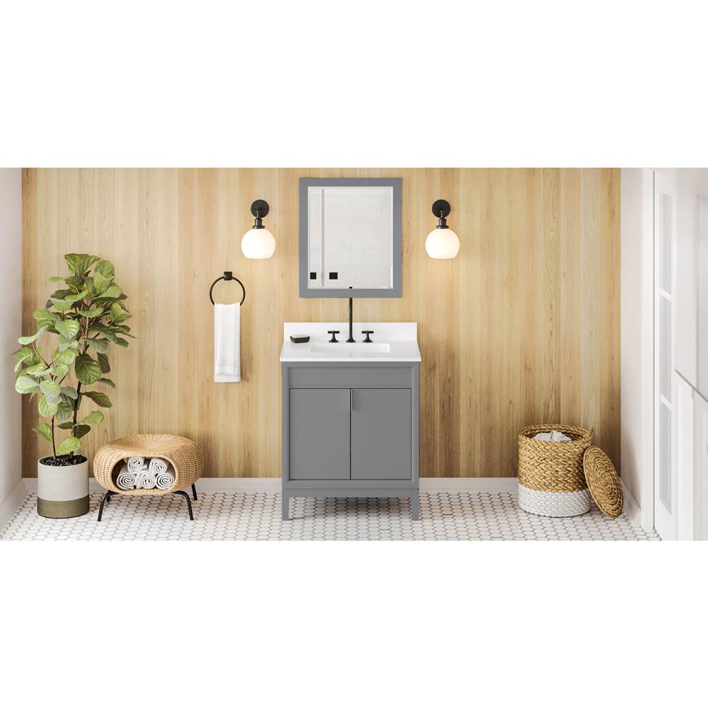 Jeffrey Alexander - 30'' Grey Theodora Vanity, White Quartz Vanity Top, Undermount Rectangle Bowl - Grey