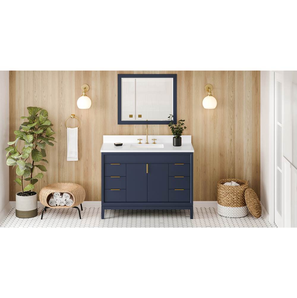 Jeffrey Alexander - 48'' Hale Blue Theodora Vanity, White Quartz Vanity Top, Undermount Rectangle Bowl - Hale Blue