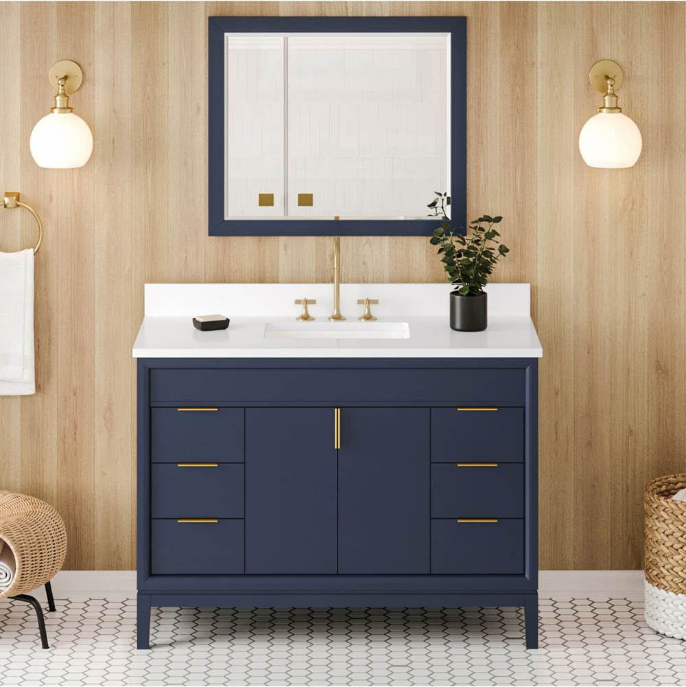 48'' Black Theodora Vanity, White Quartz Vanity Top, Undermount Rectangle Bowl