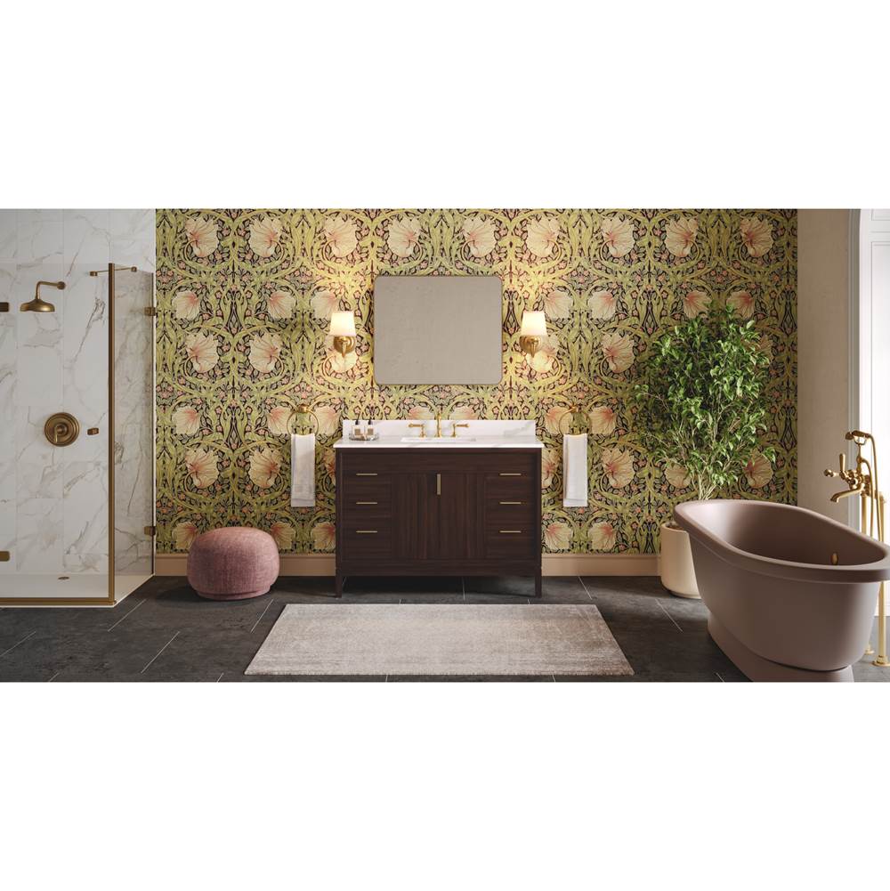 48'' Black Theodora Vanity, Calacatta Vienna Quartz Vanity Top, Undermount Rectangle Bowl