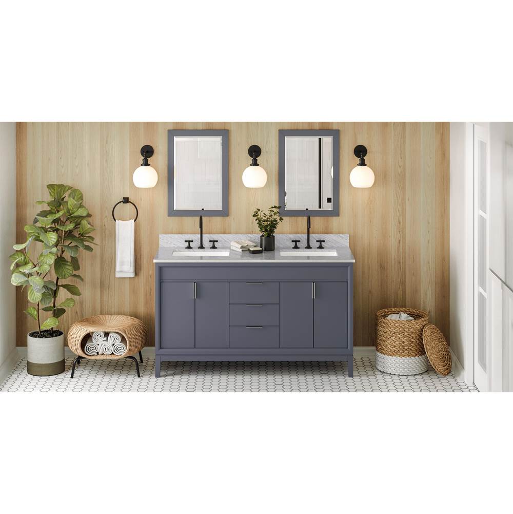 Jeffrey Alexander - 60'' Blue Steel Theodora Vanity, double bowl - Blue Steel
