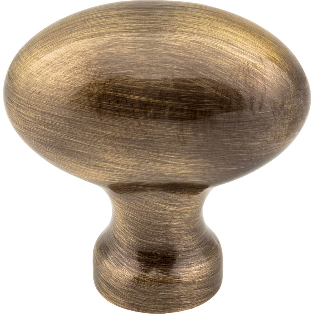 1-9/16'' Overall Length Brushed Antique Brass Football Lyon Cabinet Knob