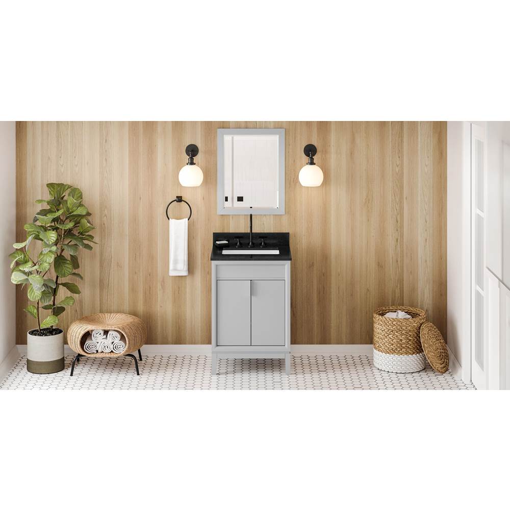 Jeffrey Alexander - 24'' Grey Theodora Vanity, Black Granite Vanity Top, Undermount Rectangle Bowl - Grey