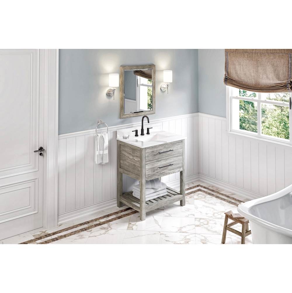 Jeffrey Alexander - 30'' Weathered Grey Wavecrest Vanity, Calacatta Vienna Quartz Vanity Top, Undermount Rectangle Bowl - Weathered Grey