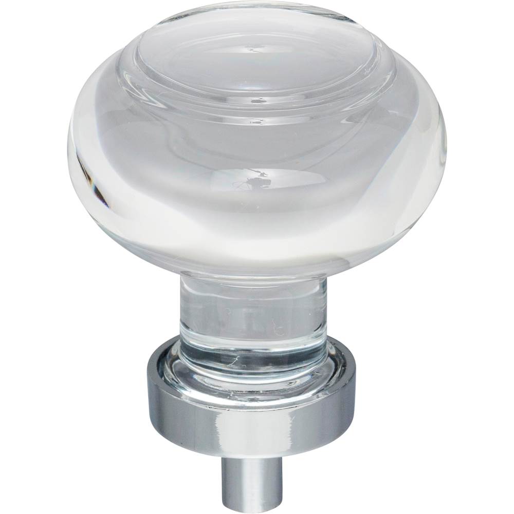 Jeffrey Alexander - 1-7/16'' Diameter Polished Chrome Button Glass Harlow Cabinet Knob - Polished Chrome