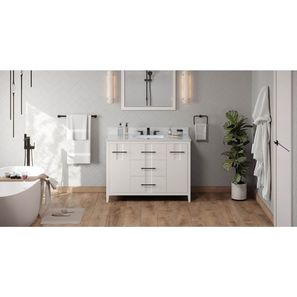 Jeffrey Alexander - 48'' White Katara Vanity, White Carrara Marble Vanity Top, Undermount Rectangle Bowl - White