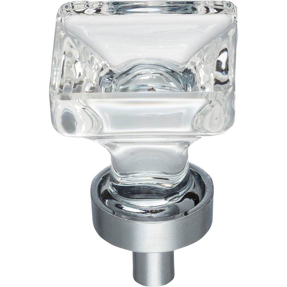 1'' Overall Length Polished Chrome Square Glass Harlow Cabinet Knob