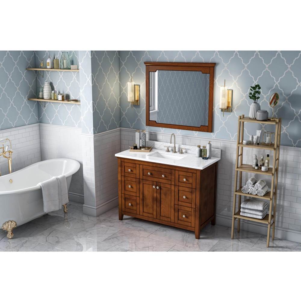 48'' Hale Blue Chatham Vanity, White Carrara Marble Vanity Top, undermount rectangle bowl