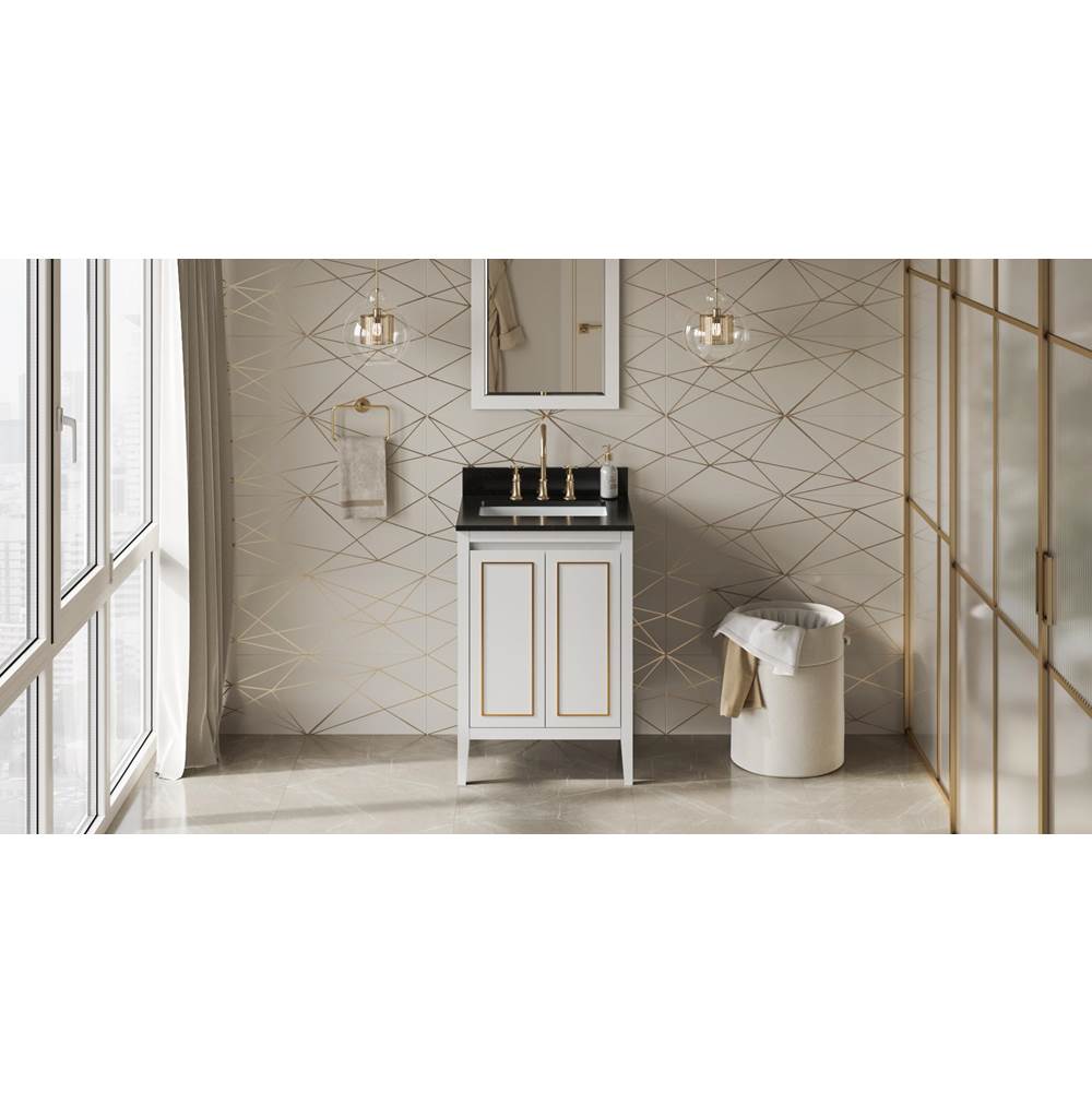 Jeffrey Alexander - 24'' White Percival Vanity, Black Granite Vanity Top, Undermount Rectangle Bowl - White