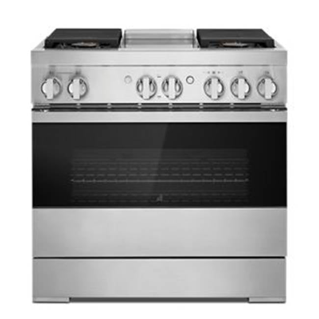 Jenn-Air - 36'' Pro_Range Dual Fuel, Steam, Noir Style, Griddle, 2-20K, 15K, 5K Dual Fan Multi-Mode True Convection