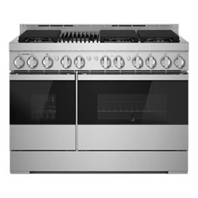 Jenn-Air - 48'' Pro-Range Gas, Steam, Noir Style, Griddle, 3-20K, 2-15K, 5K, Dual Fa N Multi-Mode True Convection
