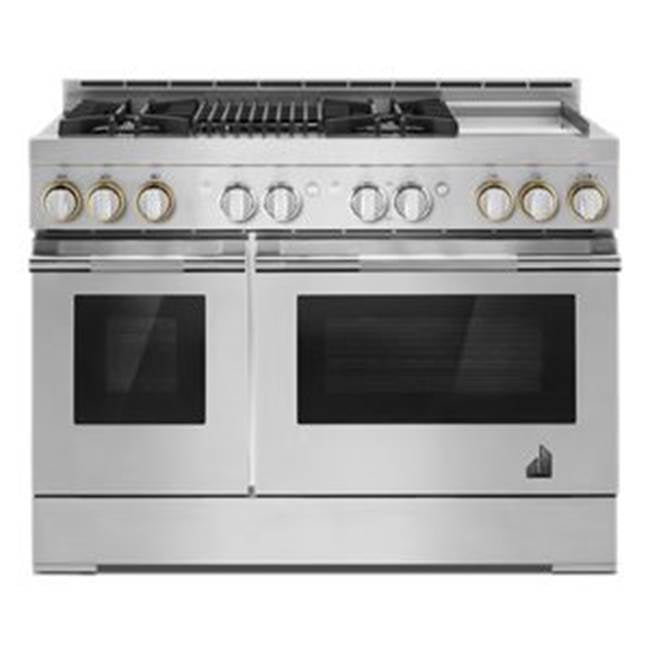 Jenn-Air - 48'' Pro-Range Gas, Rise Style, Grill/Griddle, 2-20K, 15K, 5K, Dual Fan Multi-Mode True Convection