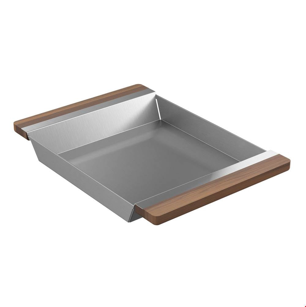 Home Refinements by Julien - Tray For Fira Sink W/Ledge, Walnut Handles, 12X17-1/4X2-1/4