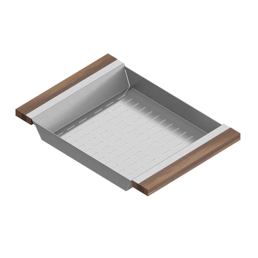 Home Refinements by Julien - Colander For 16In Sink, Walnut Handles, 12X17X2-1/4