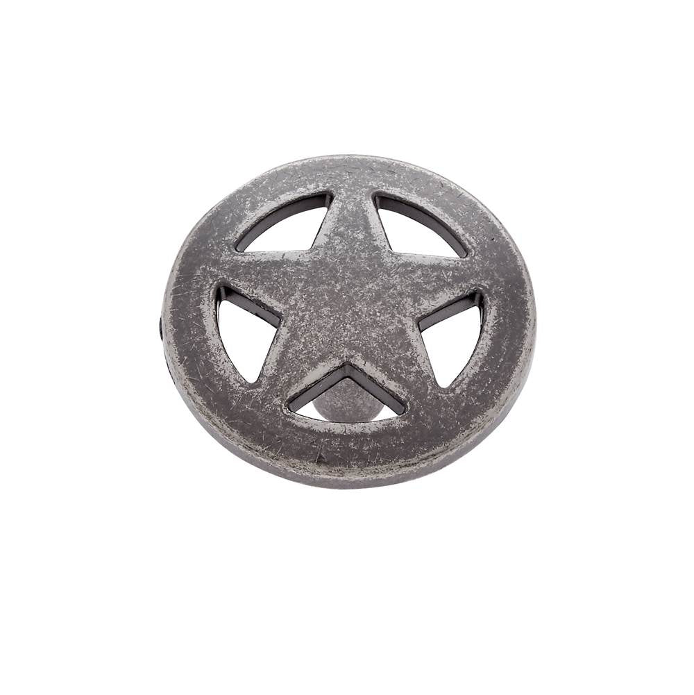 JVJ Hardware - Lone Star Collection Antique Nickel Finish 1-1/2'' Medium Star Knob, Composition Zamac - Antique Satin Nickel