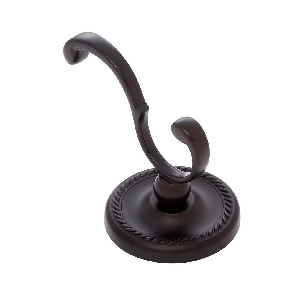 JVJ Hardware - Prestige Series Oil Rubbed Bronze Finish Deco Robe Hook C/S, Composition Solid Brass - Oil Rubbed Bronze
