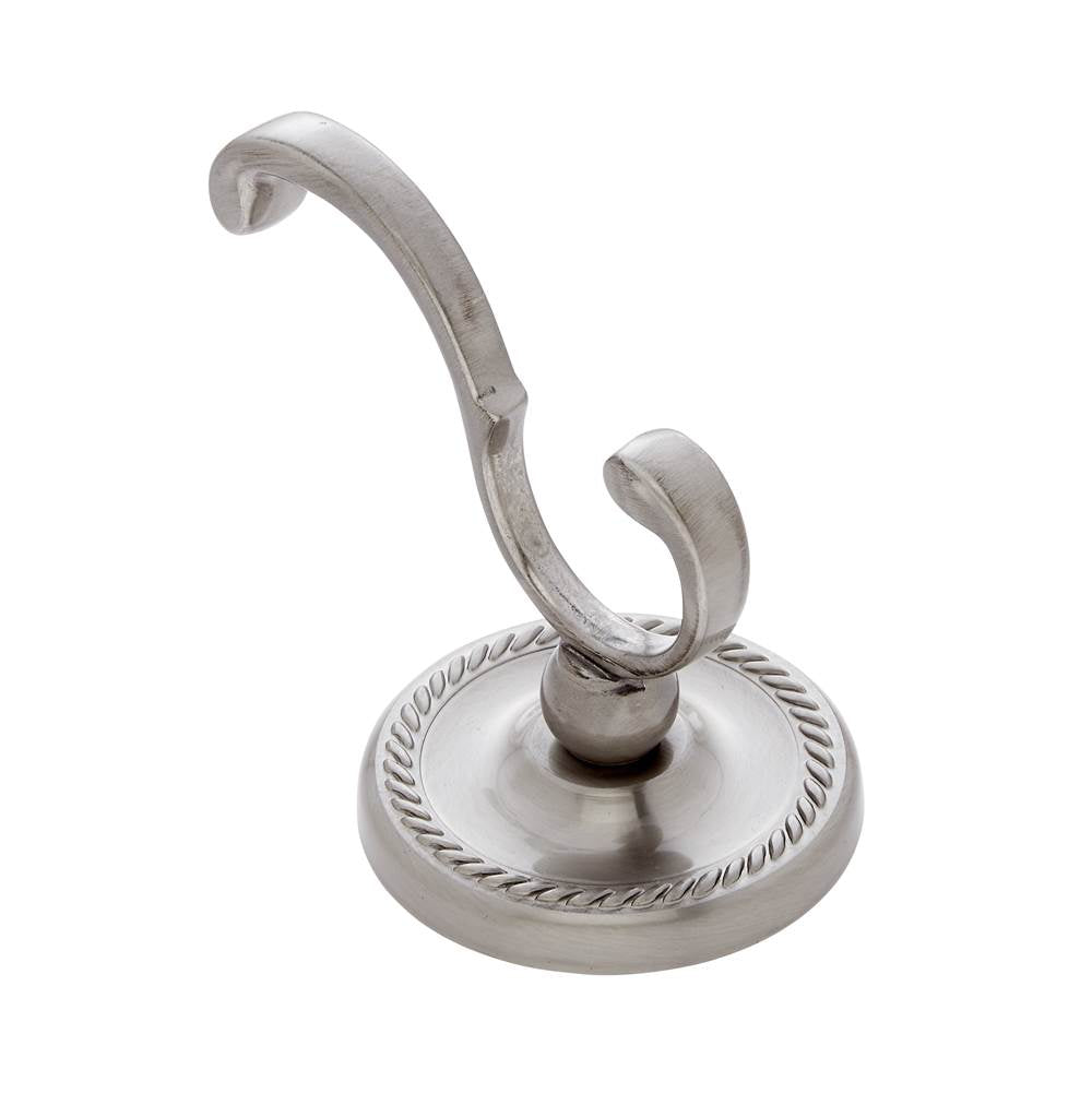 JVJ Hardware - Prestige Series Satin Nickel Finish Deco Robe Hook C/S, Composition Solid Brass - Satin Nickel