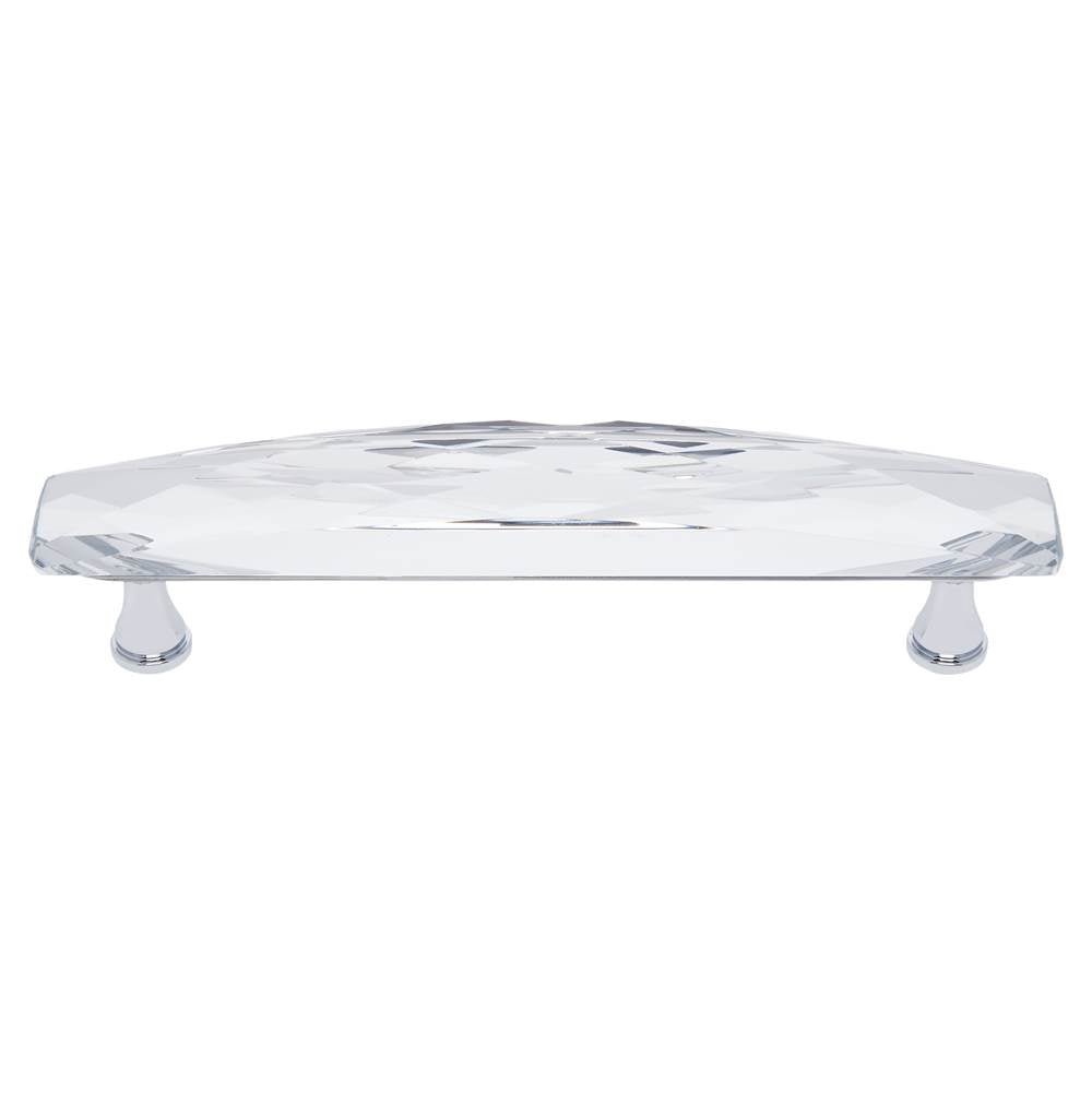 JVJ Hardware - Pure Elegance Collection Polished Chrome Finish 128 mm c/c Wide 31 percent Leaded Crystal Pull, Composition Leaded Crystal and Solid Brass - Satin Nickel