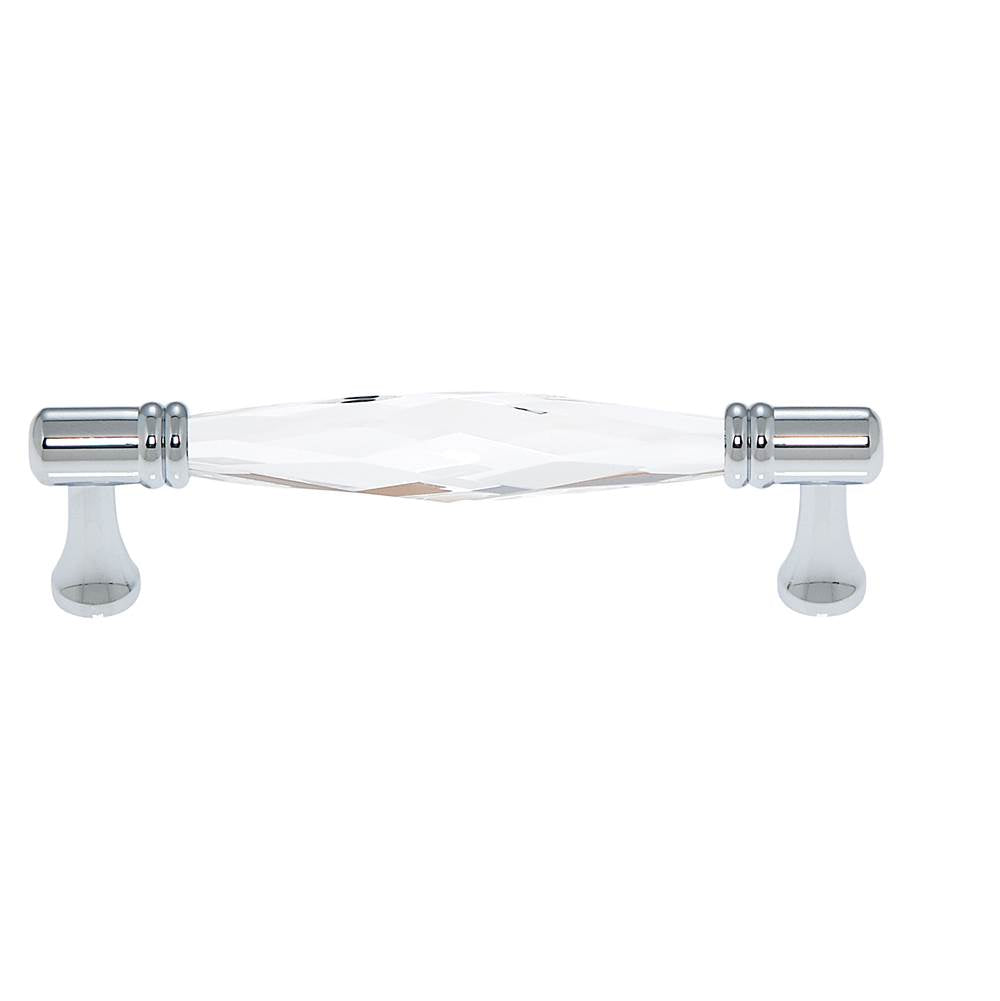 JVJ Hardware - Pure Elegance Collection Polished Chrome Finish 96 mm c/c Faceted 31 percent Leaded Crystal Pull, Composition Leaded Crystal and Solid Brass - Polished Chrome
