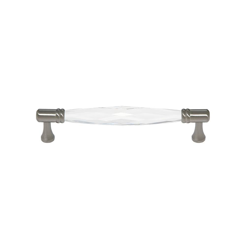 JVJ Hardware - Pure Elegance Collection Satin Nickel Finish 128 mm c/c Faceted 31 percent Leaded Crystal Pull, Composition Leaded Crystal and Solid Brass - Satin Nickel