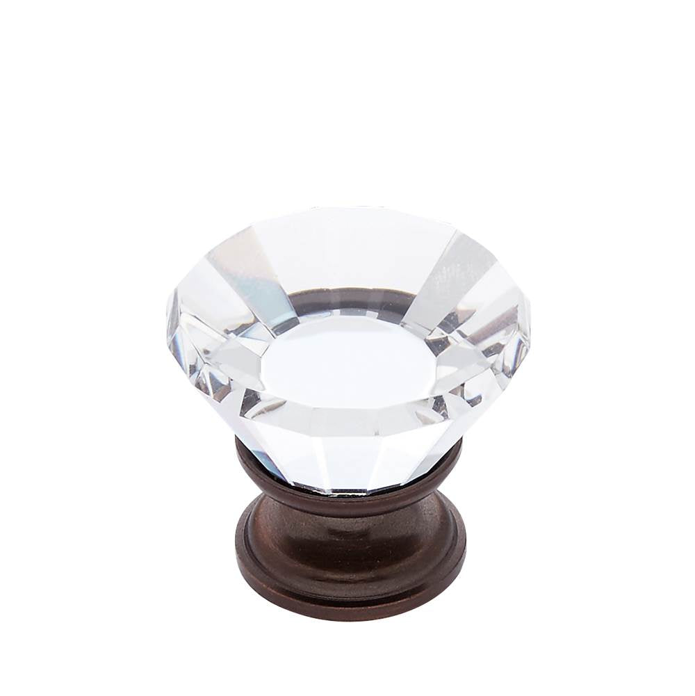 JVJ Hardware - Pure Elegance Collection Old World Bronze Finish 30 mm (1-3/16'') Flat Top 31 percent Leaded Crystal Knob, Composition Leaded Crystal and Solid Brass - Old World Bronze