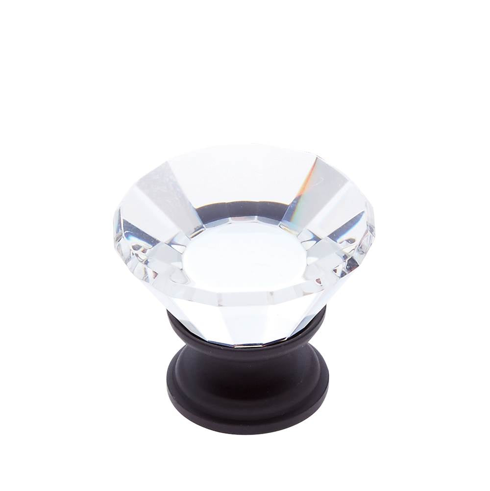 JVJ Hardware - Pure Elegance Collection Oil Rubbed Bronze Finish 30 mm (1-3/16'') Flat Top 31 percent Leaded Crystal Knob - Oil Rubbed Bronze