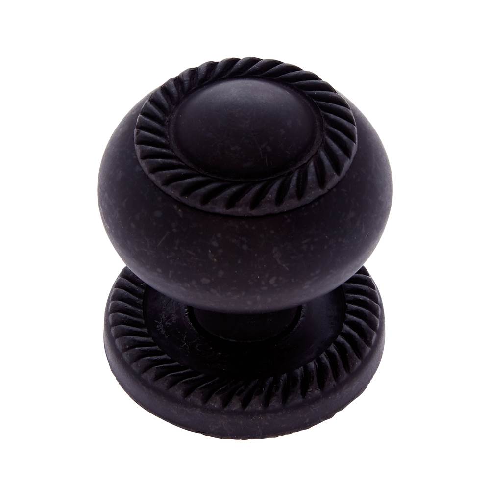 JVJ Hardware - Classic Collection Oil Rubbed Bronze Finish 1-1/4'' Rope Knob w/ Back Plate, Composition Solid Brass - Oil Rubbed Bronze