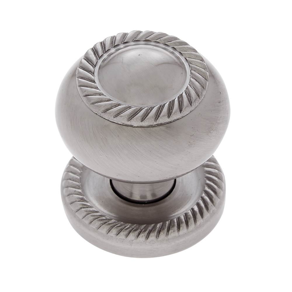 JVJ Hardware - Classic Collection Satin Nickel Finish 1-1/4'' Rope Knob w/Back Plate, Composition Solid Brass - Satin Nickel