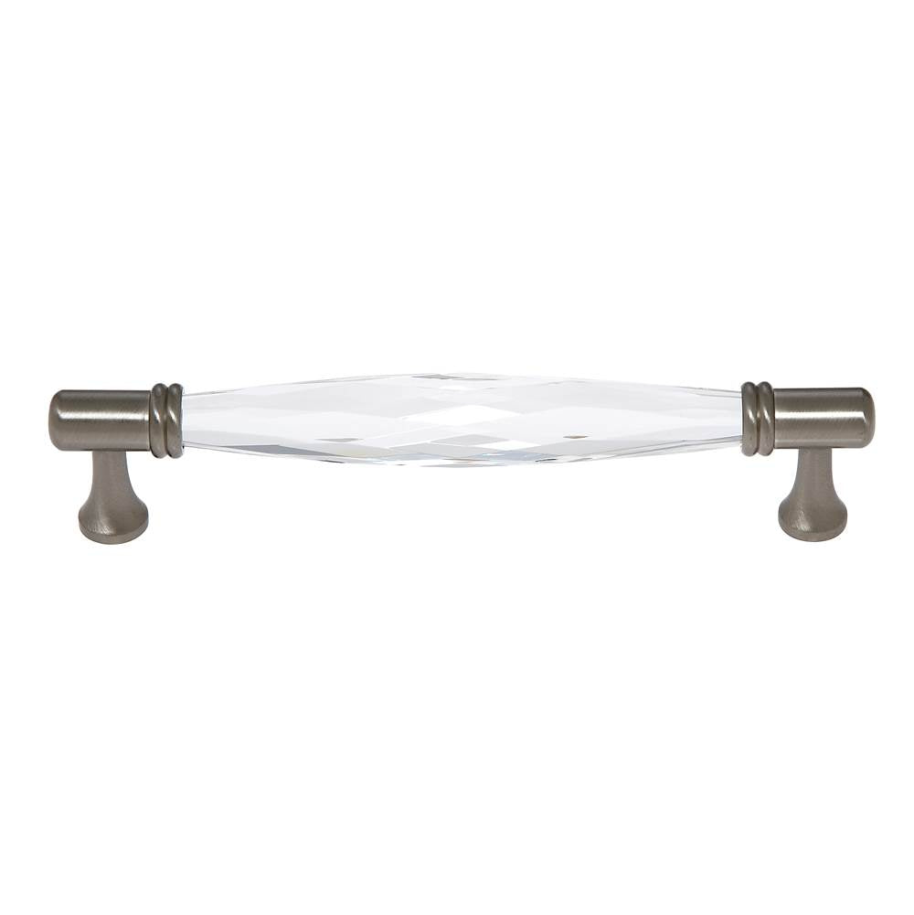 JVJ Hardware - Pure Elegance Collection Satin Nickel Finish 160 mm c/c Faceted 31 percent Leaded Crystal Pull, Composition Leaded Crystal and Solid Brass - Satin Nickel