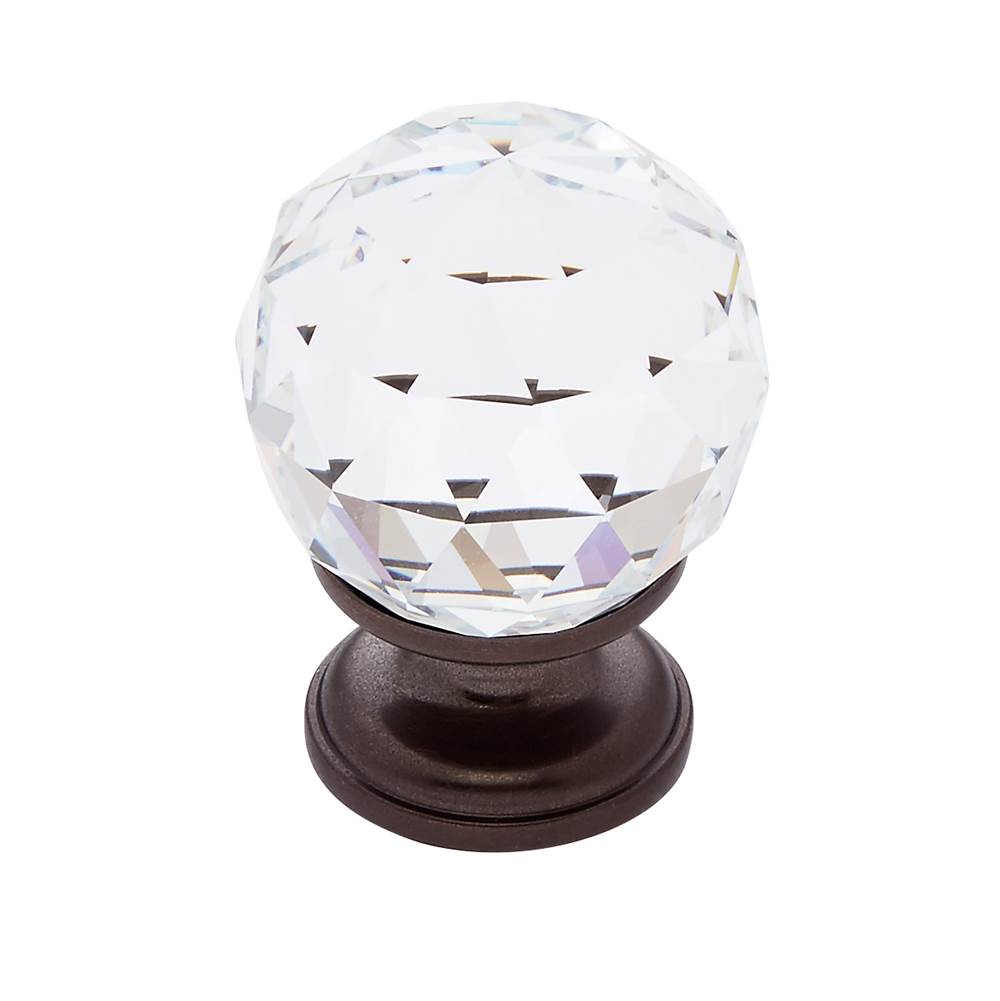 JVJ Hardware - Pure Elegance Collection Old World Bronze Finish 30 mm (1-3/16'') Round Faceted 31 percent Leaded Crystal Knob - Old World Bronze
