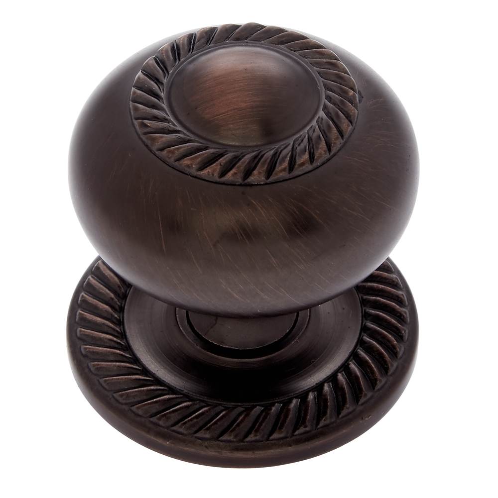 JVJ Hardware - Classic Collection Old World Bronze Finish 1-1/2'' Rope Knob w/Back Plate, Composition Solid Brass - Old World Bronze