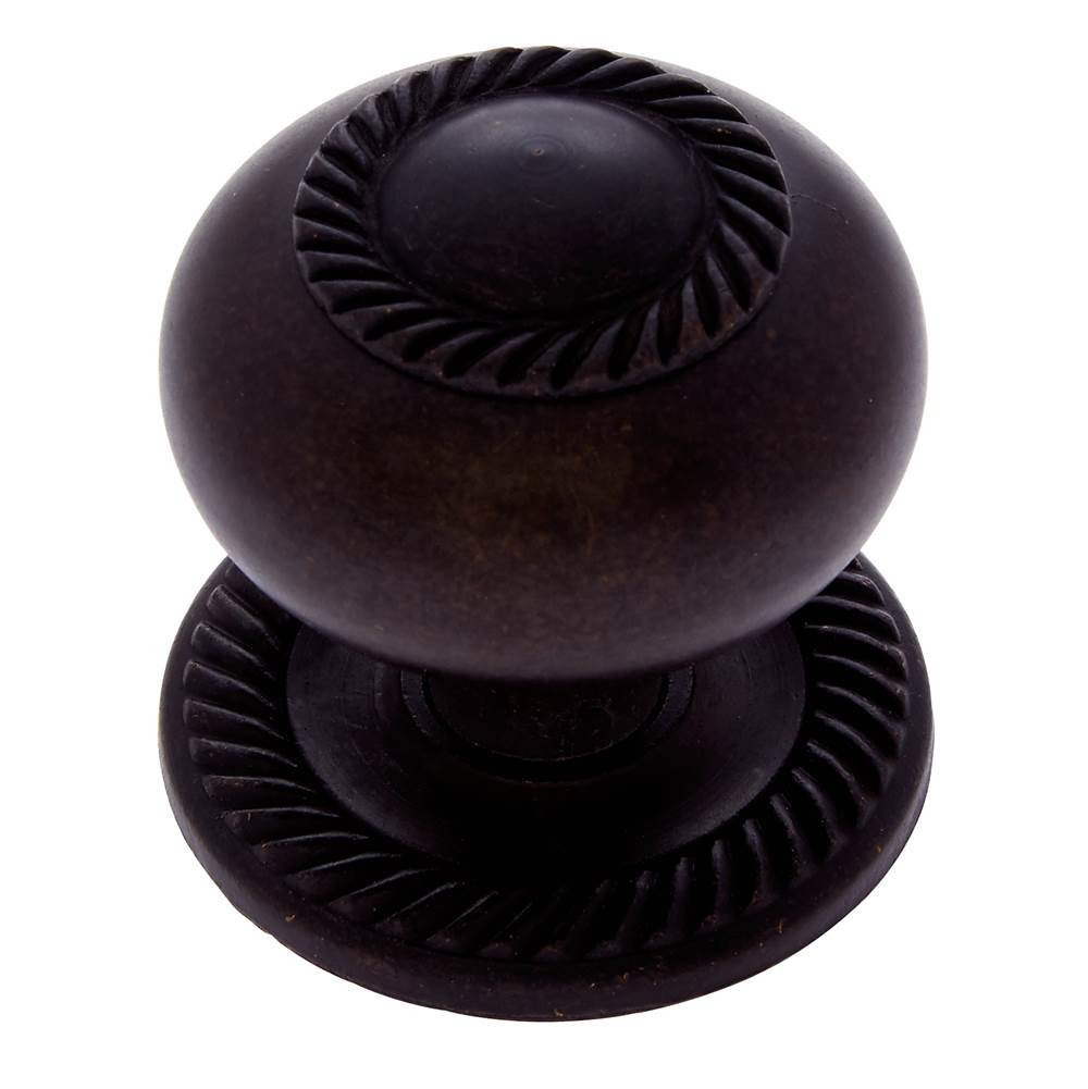 JVJ Hardware - Classic Collection Oil Rubbed Bronze Finish 1-1/2'' Rope Knob w/Back Plate, Composition Solid Brass - Oil Rubbed Bronze