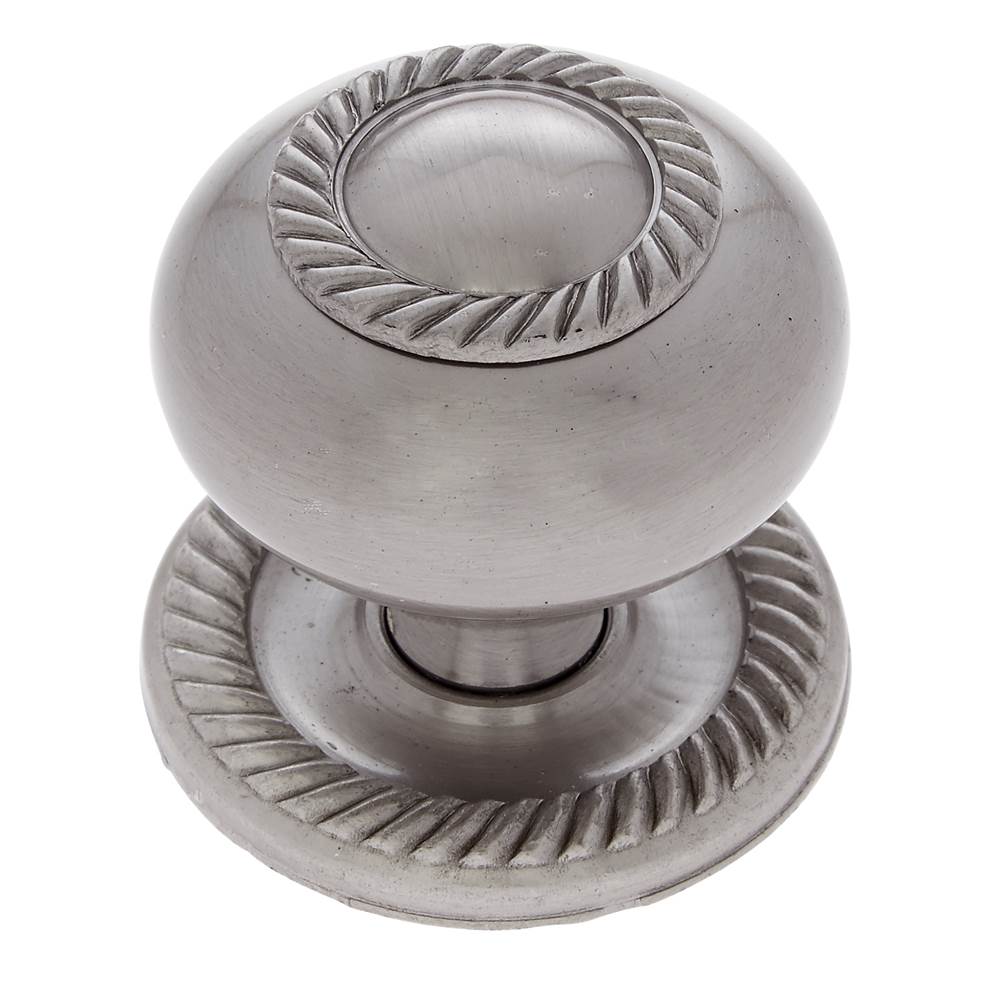 JVJ Hardware - Classic Collection Satin Nickel Finish 1-1/2'' Rope Knob w/Back Plate, Composition Solid Brass - Satin Nickel