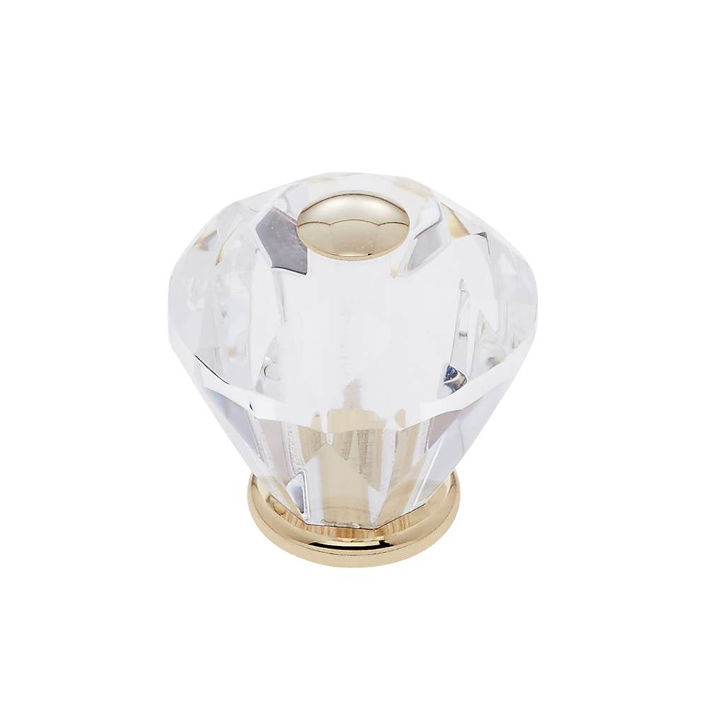 JVJ Hardware - Pure Elegance Collection 24K Gold Plated Finish 30 mm (1-3/16'') Diamond Cut 31 percent Leaded Crystal Knob - 24k Gold