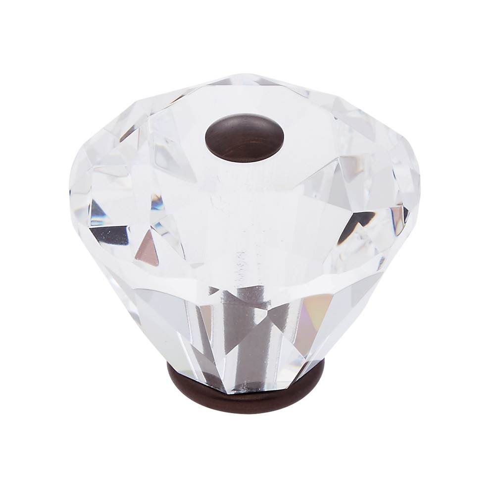 JVJ Hardware - Pure Elegance Collection Old World Bronze Finish 40 mm (1-9/16'') Diamond Cut 31 percent Leaded Crystal Knob - Old World Bronze