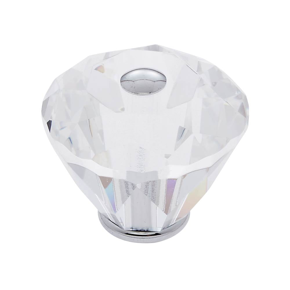 JVJ Hardware - Pure Elegance Collection Polished Chrome Finish 40 mm (1-9/16'') Diamond Cut 31 percent Leaded Crystal Knob - Polished Chrome