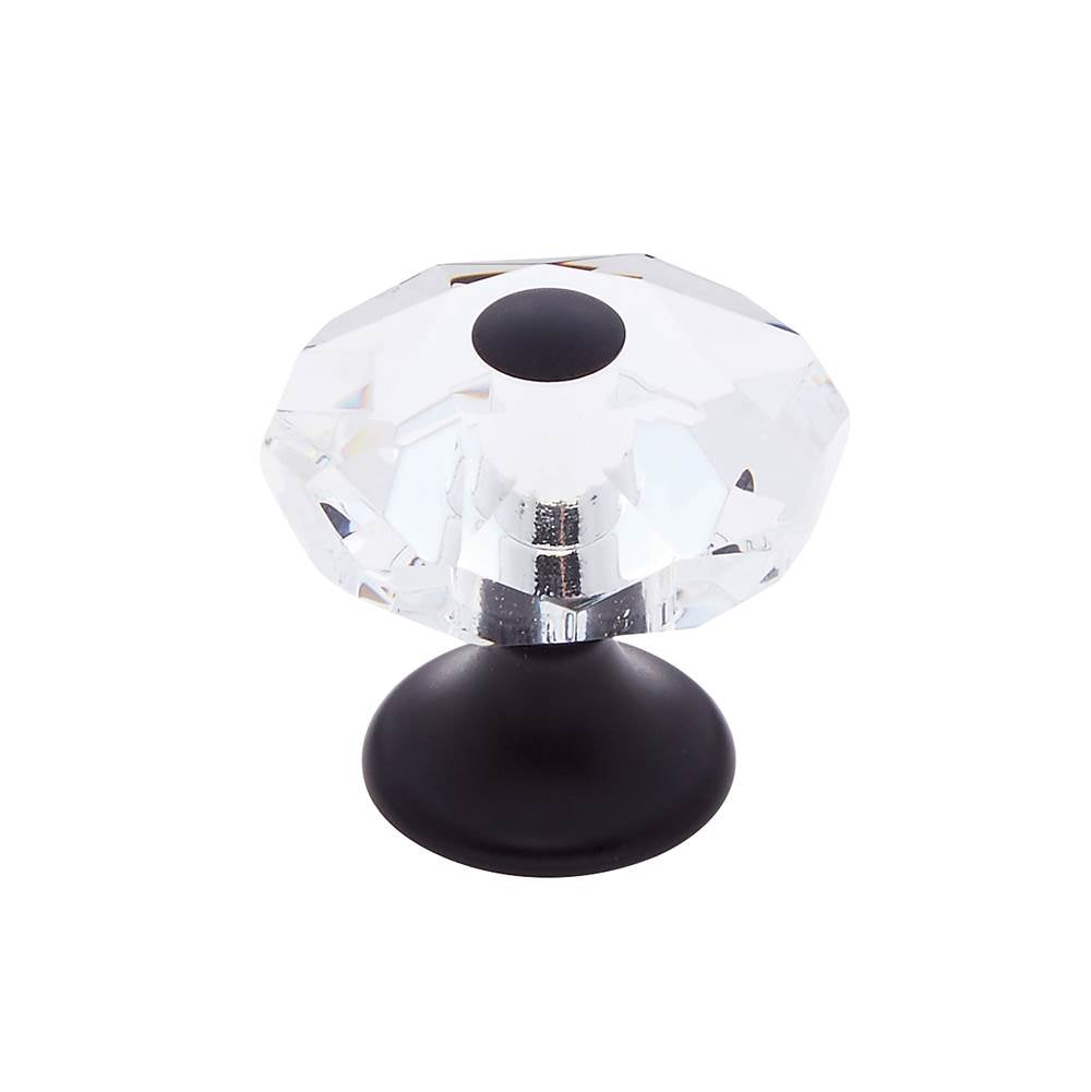 JVJ Hardware - Pure Elegance Collection Oil Rubbed Bronze Finish 28 mm (1-1/8'') Eight Sided Faceted 31 percent Leaded Crystal Knob With Cap - Oil Rubbed Bronze