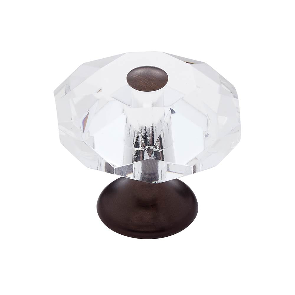JVJ Hardware - Pure Elegance Collection Old World Bronze Finish 35 mm (1-3/8'') Eight Sided Faceted 31 percent Leaded Crystal Knob - Old World Bronze