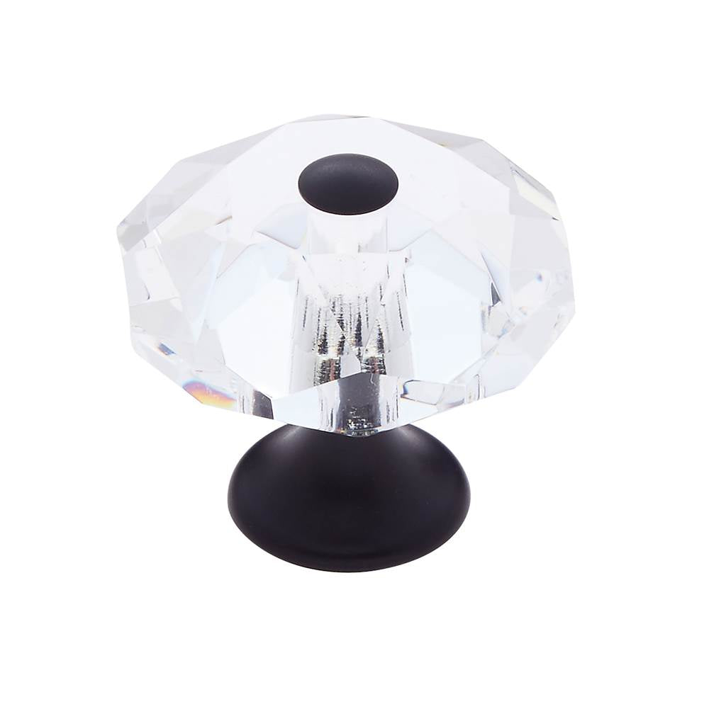 JVJ Hardware - Pure Elegance Collection Oil Rubbed Bronze Finish 35 mm (1-3/8'') Eight Sided Faceted 31 percent Leaded Crystal Knob - Oil Rubbed Bronze