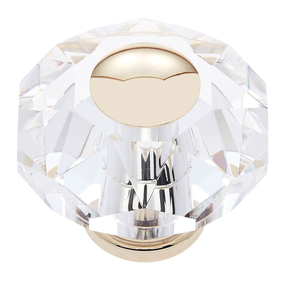 JVJ Hardware - Pure Elegance Collection 24K Gold Plated Finish 60 mm (2-3/8'') Eight Sided Faceted 31 percent Leaded Crystal Knob - 24k Gold