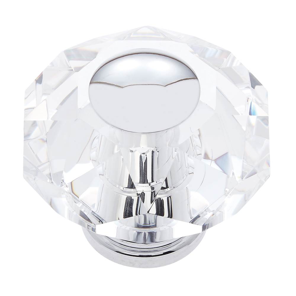 JVJ Hardware - Pure Elegance Collection Polished Chrome Finish 60 mm (2-3/8'') Eight Sided Faceted 31 percent Leaded Crystal Knob - Polished Chrome