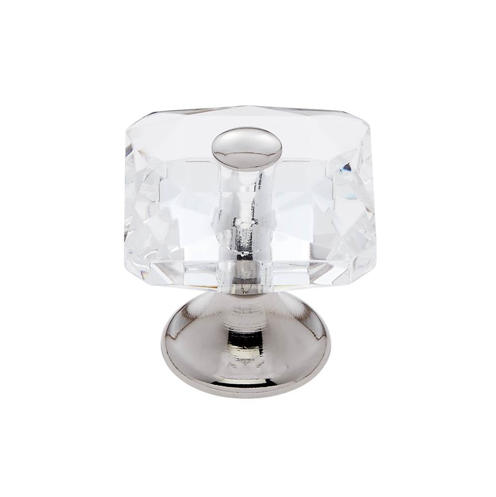 JVJ Hardware - Pure Elegance Collection Polished Nickel Finish 28 mm (1-1/8'') Square 31 percent Leaded Crystal Knob With Cap - Polished Nickel