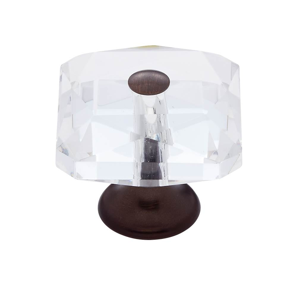 JVJ Hardware - Pure Elegance Collection Old World Bronze Finish 35 mm (1-3/8'') Square 31 percent Leaded Crystal Knob With Cap - Old World Bronze